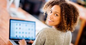 Business woman working online